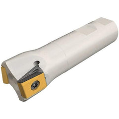 Iscar - 1-1/4" Cut Diam, 0.63" Max Depth of Cut, 1" Shank Diam, 4" OAL, Indexable Square Shoulder Helical End Mill - T490 LN.T 1607 Inserts, Weldon Shank, 90° Lead Angle, Through Coolant, Series Helitang - Eagle Tool & Supply