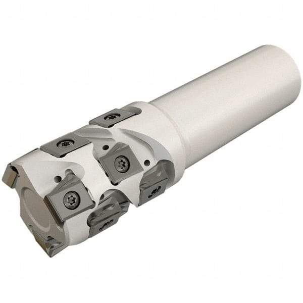 Iscar - 40mm Cut Diam, 48mm Max Depth of Cut, 32mm Shank Diam, 140mm OAL, Indexable Square Shoulder End Mill - T490 LN.T 1306 Inserts, Cylindrical Shank, 90° Lead Angle, Through Coolant, Series Helitang - Eagle Tool & Supply
