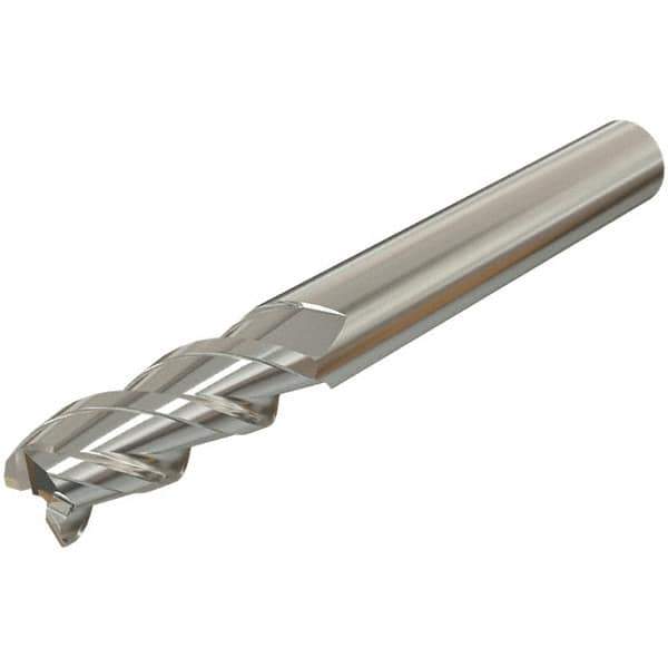 Iscar - 3mm, 8mm LOC, 6mm Shank Diam, 50mm OAL, 3 Flute, Solid Carbide Square End Mill - Single End, TiAlN Finish, Spiral Flute, 45° Helix, Centercutting, Right Hand Cut, Right Hand Flute - Eagle Tool & Supply