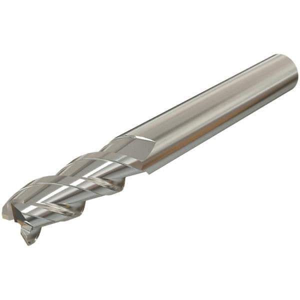 Iscar - 16mm, 25mm LOC, 16mm Shank Diam, 75mm OAL, 3 Flute, Solid Carbide Square End Mill - Single End, TiAlN Finish, Spiral Flute, 45° Helix, Centercutting, Right Hand Cut, Right Hand Flute - Eagle Tool & Supply