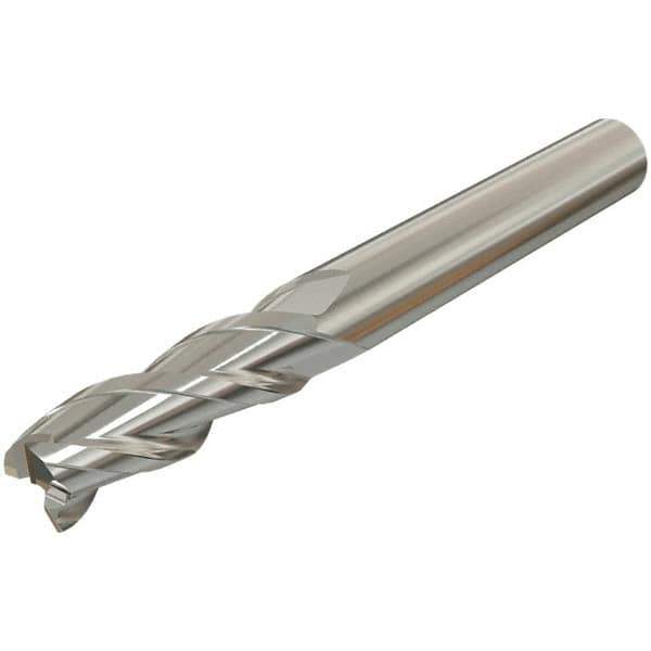 Iscar - 5mm, 14mm LOC, 5mm Shank Diam, 50mm OAL, 3 Flute, Solid Carbide Square End Mill - Single End, TiAlN Finish, Spiral Flute, 38° Helix, Right Hand Cut, Right Hand Flute - Eagle Tool & Supply