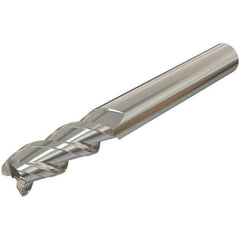 Iscar - 8mm, 19mm LOC, 8mm Shank Diam, 63mm OAL, 3 Flute, Solid Carbide Square End Mill - Single End, Uncoated, Spiral Flute, 45° Helix, Centercutting, Right Hand Cut, Right Hand Flute - Eagle Tool & Supply