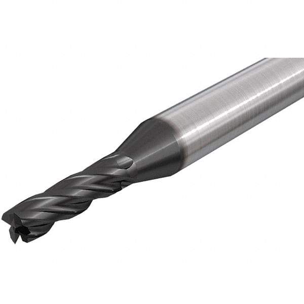 Iscar - 3.5mm, 10mm LOC, 6mm Shank Diam, 50mm OAL, 4 Flute, Solid Carbide Square End Mill - Single End, TiAlN Finish, Spiral Flute, 30° Helix, Right Hand Cut, Right Hand Flute - Eagle Tool & Supply
