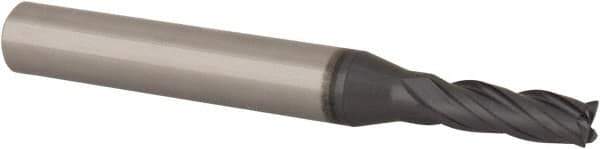 Iscar - 4mm, 11mm LOC, 6mm Shank Diam, 50mm OAL, 4 Flute, Solid Carbide Square End Mill - Single End, TiAlN Finish, Spiral Flute, 30° Helix, Right Hand Cut, Right Hand Flute - Eagle Tool & Supply
