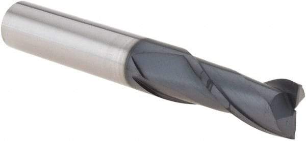 Iscar - 10mm, 22mm LOC, 10mm Shank Diam, 70mm OAL, 2 Flute, Solid Carbide Square End Mill - Single End, TiAlN Finish, Spiral Flute, 30° Helix, Right Hand Cut, Right Hand Flute - Eagle Tool & Supply