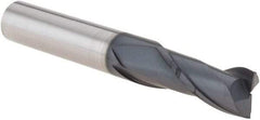 Iscar - 10mm, 22mm LOC, 10mm Shank Diam, 70mm OAL, 2 Flute, Solid Carbide Square End Mill - Single End, TiAlN Finish, Spiral Flute, 30° Helix, Right Hand Cut, Right Hand Flute - Eagle Tool & Supply