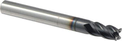 Iscar - 0.219", 3/8" LOC, 7/32" Shank Diam, 2" OAL, 4 Flute, Solid Carbide Square End Mill - Single End, TiAlN Finish, Spiral Flute, 38° Helix, Right Hand Cut, Right Hand Flute - Eagle Tool & Supply