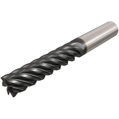 Iscar - 10mm, 60mm LOC, 10mm Shank Diam, 110mm OAL, 4 Flute, Solid Carbide Square End Mill - Single End, TiAlN Finish, Spiral Flute, 45° Helix, Right Hand Cut, Right Hand Flute - Eagle Tool & Supply