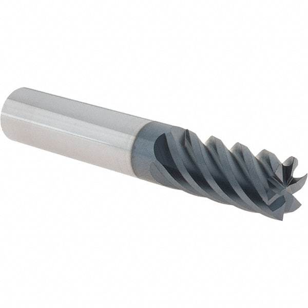 Iscar - 1/2", 1" LOC, 1/2" Shank Diam, 3" OAL, 6 Flute, Solid Carbide Square End Mill - Single End, TiAlN Finish, Spiral Flute, 45° Helix, Right Hand Cut, Right Hand Flute - Eagle Tool & Supply
