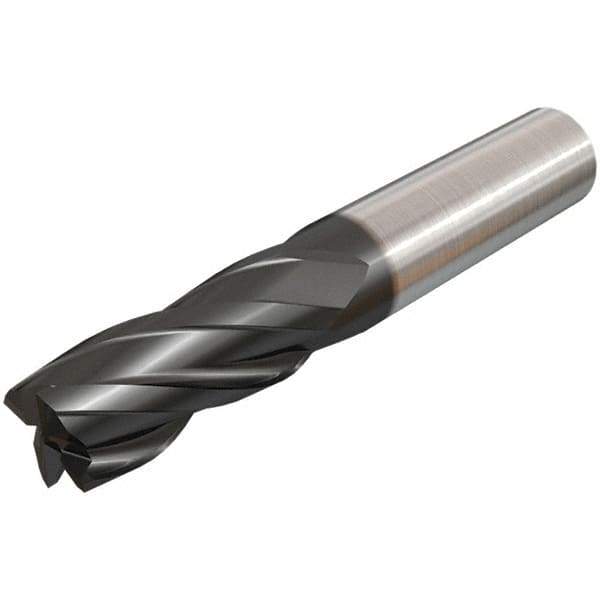 Iscar - 16mm, 32mm LOC, 16mm Shank Diam, 92mm OAL, 4 Flute, Solid Carbide Square End Mill - Single End, TiAlN Finish, Spiral Flute, 30° Helix, Right Hand Cut, Right Hand Flute - Eagle Tool & Supply