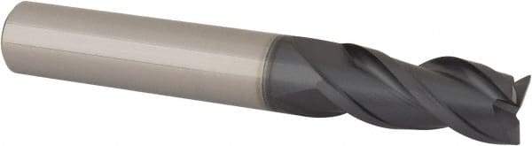 Iscar - 12mm, 25mm LOC, 12mm Shank Diam, 73mm OAL, 3 Flute, Solid Carbide Square End Mill - Single End, TiAlN Finish, Spiral Flute, 38° Helix, Right Hand Cut, Right Hand Flute - Eagle Tool & Supply