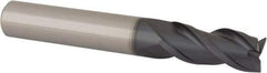 Iscar - 12mm, 25mm LOC, 12mm Shank Diam, 73mm OAL, 3 Flute, Solid Carbide Square End Mill - Single End, TiAlN Finish, Spiral Flute, 38° Helix, Right Hand Cut, Right Hand Flute - Eagle Tool & Supply