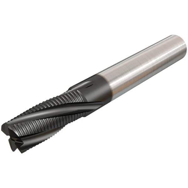 Iscar - 10mm Diam, Coarse Pitch, 20mm LOC, 4 Flute Solid Carbide 45° Corner Chamfer Roughing End Mill - TiAlN Finish, 72mm OAL, 10mm Shank Diam, Single End, 20° Helix - Eagle Tool & Supply
