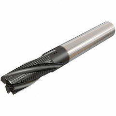 Iscar - 12mm Diam, Coarse Pitch, 24mm LOC, 4 Flute Solid Carbide 45° Corner Chamfer Roughing End Mill - TiAlN Finish, 83mm OAL, 12mm Shank Diam, Single End, 20° Helix - Eagle Tool & Supply