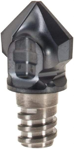 Iscar - MM HDF Grade IC908 Carbide Chamfer Milling Tip Insert - TiAlN Finish, 2 Flutes, 9.8mm Cutting Diam, 10.8mm Extension - Eagle Tool & Supply