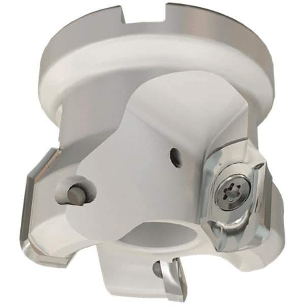 Iscar - 3 Inserts, 2" Cut Diam, 3/4" Arbor Diam, 0.61" Max Depth of Cut, Indexable Square-Shoulder Face Mill - 0/90° Lead Angle, 1-3/4" High, HM90 APCR 1605 Insert Compatibility, Through Coolant, Series Helialu - Eagle Tool & Supply