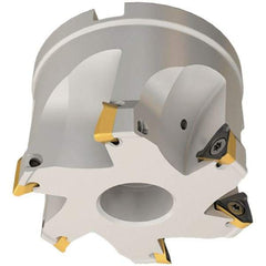 Iscar - 6 Inserts, 50mm Cut Diam, 22mm Arbor Diam, 8mm Max Depth of Cut, Indexable Square-Shoulder Face Mill - 0/90° Lead Angle, 40mm High, HM390 TPKT 1003 Insert Compatibility, Through Coolant, Series HeliIQMill - Eagle Tool & Supply