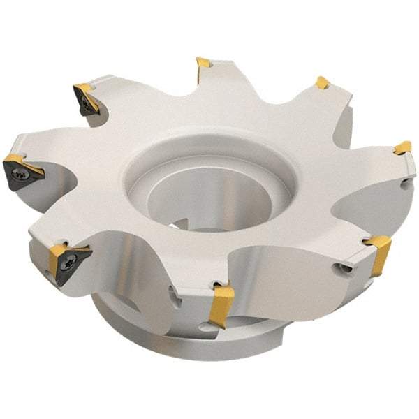 Iscar - 10 Inserts, 160mm Cut Diam, 40mm Arbor Diam, 13mm Max Depth of Cut, Indexable Square-Shoulder Face Mill - 0/90° Lead Angle, 63mm High, HM390 TDKT 1505 Insert Compatibility, Through Coolant, Series HeliIQMill - Eagle Tool & Supply