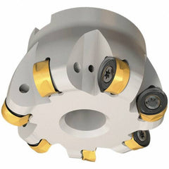 Iscar - 66mm Cut Diam, 12mm Max Depth, 27mm Arbor Hole, 6 Inserts, H400 RNHU Insert Style, Indexable Copy Face Mill - H400 FR-16 Cutter Style, 50mm High, Through Coolant, Series Helido - Eagle Tool & Supply