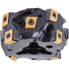 Iscar - 6 Inserts, 50mm Cut Diam, 36mm Max Depth of Cut, Indexable Square-Shoulder Face Mill - 0/90° Lead Angle, T490 LN.. 1306 Insert Compatibility, Through Coolant, Series Helitang - Eagle Tool & Supply