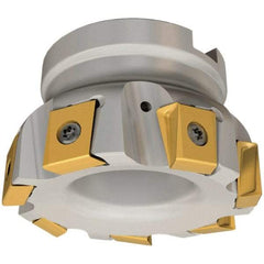 Iscar - 6 Inserts, 63mm Cut Diam, 27mm Arbor Diam, 16mm Max Depth of Cut, Indexable Square-Shoulder Face Mill - 0/90° Lead Angle, 45mm High, T490 LN.T 1607 Insert Compatibility, Through Coolant, Series Helitang - Eagle Tool & Supply