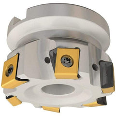 Iscar - 8 Inserts, 100mm Cut Diam, 31.75mm Arbor Diam, 12.5mm Max Depth of Cut, Indexable Square-Shoulder Face Mill - 0/90° Lead Angle, 50mm High, T490 LN.. 1306 Insert Compatibility, Through Coolant, Series Helitang - Eagle Tool & Supply