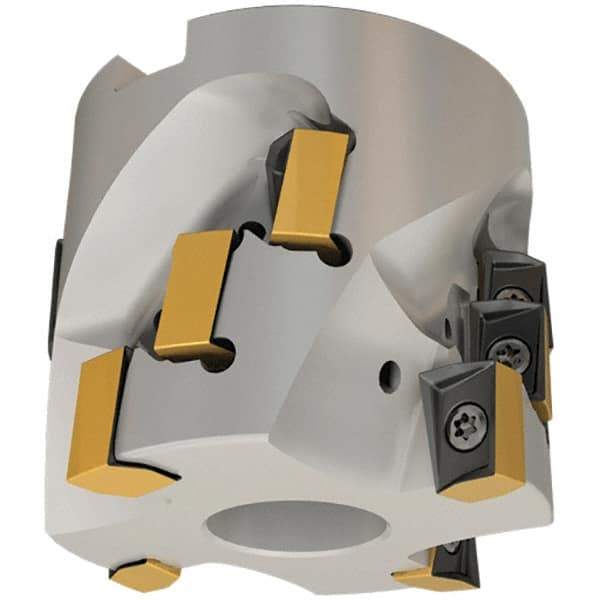 Iscar - 12 Inserts, 80mm Cut Diam, 32mm Arbor Diam, 46.5mm Max Depth of Cut, Indexable Square-Shoulder Face Mill - 0/90° Lead Angle, 70mm High, H490 AN.X 17 Insert Compatibility, Through Coolant, Series Helido - Eagle Tool & Supply