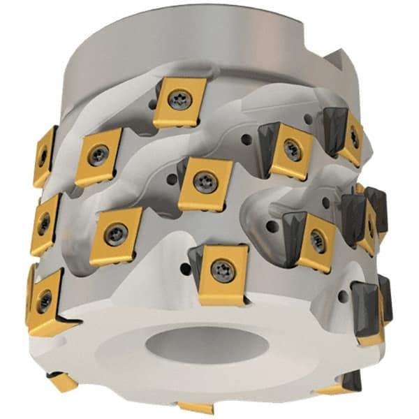 Iscar - 9 Inserts, 50mm Cut Diam, 27mm Arbor Diam, 35.9mm Max Depth of Cut, Indexable Square-Shoulder Face Mill - 0/90° Lead Angle, 56mm High, T490 LN.. 1306 Insert Compatibility, Through Coolant, Series Helitang - Eagle Tool & Supply