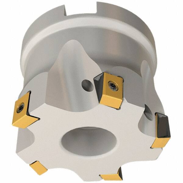 Iscar - 5 Inserts, 50mm Cut Diam, 22mm Arbor Diam, 8mm Max Depth of Cut, Indexable Square-Shoulder Face Mill - 0/90° Lead Angle, 40mm High, T490 LN.T 0804 Insert Compatibility, Through Coolant, Series Helitang - Eagle Tool & Supply
