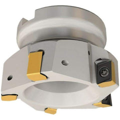 Iscar - 7 Inserts, 80mm Cut Diam, 27mm Arbor Diam, 12mm Max Depth of Cut, Indexable Square-Shoulder Face Mill - 0/90° Lead Angle, 50mm High, H490 AN.X 12 Insert Compatibility, Through Coolant, Series Helido - Eagle Tool & Supply