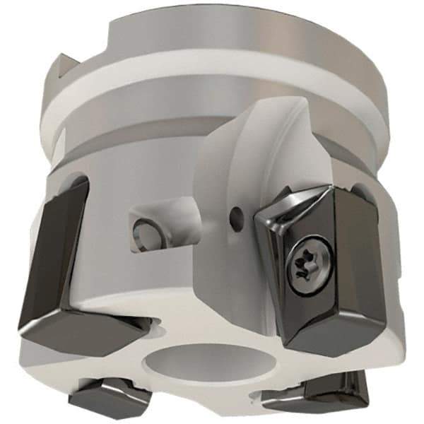 Iscar - 3 Inserts, 2" Cut Diam, 3/4" Arbor Diam, 0.642" Max Depth of Cut, Indexable Square-Shoulder Face Mill - 0/90° Lead Angle, 1.57" High, H490 AN.X 17 Insert Compatibility, Through Coolant, Series Helido - Eagle Tool & Supply