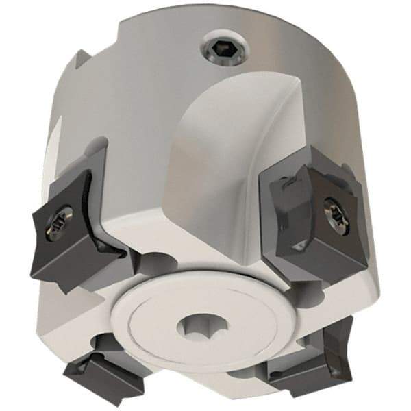 Iscar - 5 Inserts, 80mm Cut Diam, 27mm Arbor Diam, 5mm Max Depth of Cut, Indexable Square-Shoulder Face Mill - 0/90° Lead Angle, 45mm High, LN.. 11.. Insert Compatibility, Through Coolant, Series Heli2000 - Eagle Tool & Supply