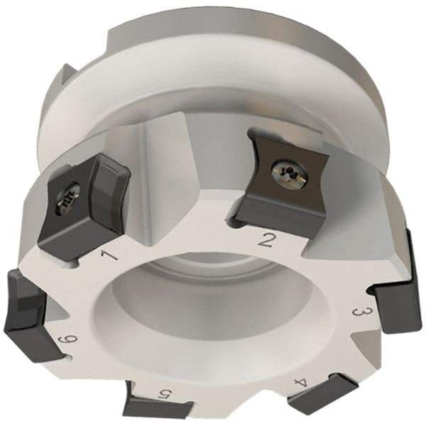 Iscar - 4 Inserts, 40mm Cut Diam, 16mm Arbor Diam, 10mm Max Depth of Cut, Indexable Square-Shoulder Face Mill - 0/90° Lead Angle, 40mm High, LN.. 11.. Insert Compatibility, Series AluTang - Eagle Tool & Supply