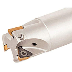 Iscar - 1" Cut Diam, 0.315" Max Depth of Cut, 1" Shank Diam, 7.87" OAL, Indexable Square Shoulder Helical End Mill - HM390 TPKT 1003 Inserts, Cylindrical Shank, 90° Lead Angle, Through Coolant, Series HeliIQMill - Eagle Tool & Supply