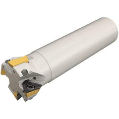 Iscar - 50mm Cut Diam, 13mm Max Depth of Cut, 32mm Shank Diam, 130mm OAL, Indexable Square Shoulder Helical End Mill - HM390 TDKT 1505 Inserts, Cylindrical Shank, 90° Lead Angle, Through Coolant, Series HeliIQMill - Eagle Tool & Supply