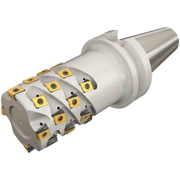 Iscar - 80mm Cut Diam, 82mm Max Depth of Cut, Indexable Square Shoulder End Mill - T490 LN.T 13.. Inserts, BT50 Taper Shank, 90° Lead Angle, Through Coolant, Series Helitang - Eagle Tool & Supply