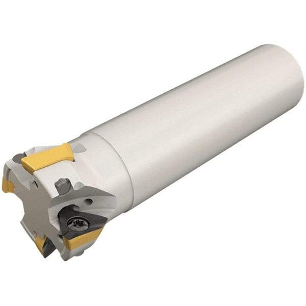 Iscar - 40mm Cut Diam, 13mm Max Depth of Cut, 32mm Shank Diam, 130mm OAL, Indexable Square Shoulder Helical End Mill - HM390 TDKT 1505 Inserts, Cylindrical Shank, 90° Lead Angle, Through Coolant, Series HeliIQMill - Eagle Tool & Supply