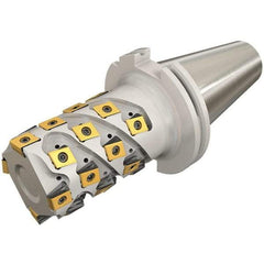 Iscar - 80mm Cut Diam, 128mm Max Depth of Cut, Indexable Square Shoulder End Mill - T490 LN.T 13.. Inserts, INT50 Taper Shank, 90° Lead Angle, Through Coolant, Series Helitang - Eagle Tool & Supply