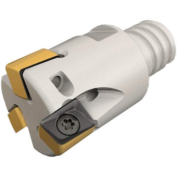 Iscar - 20mm Cut Diam, 8mm Max Depth of Cut, 24mm OAL, Indexable Square Shoulder End Mill - H490 AN.X 09 Inserts, T12 Modular Connection, 90° Lead Angle, Through Coolant, Series Helido, Multimaster - Eagle Tool & Supply