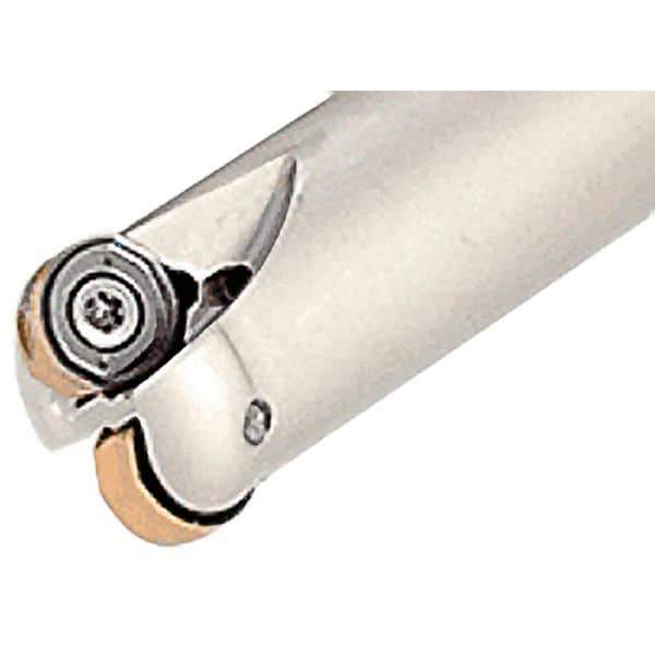 Iscar - 1-1/4" Cut Diam, 0.295" Max Depth of Cut, 1-1/4" Shank Diam, 5" OAL, Indexable Copy End Mill - 5 Inserts, H400 RNHU Insert, Weldon Shank, Through Coolant - Eagle Tool & Supply