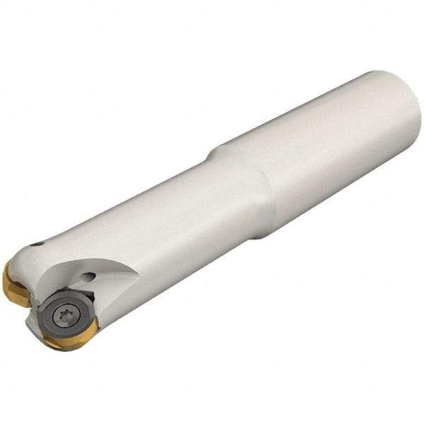 Iscar - 25mm Cut Diam, 8.7mm Max Depth of Cut, 25mm Shank Diam, 120mm OAL, Indexable Copy End Mill - 2 Inserts, H400 RNHU 1205 Insert, Cylindrical Shank, Through Coolant - Eagle Tool & Supply