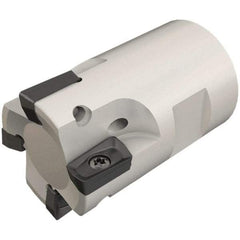 Iscar - 20mm Cut Diam, 7.7mm Max Depth of Cut, 31mm OAL, Indexable Square Shoulder End Mill - HP ANKT 0702.. Inserts, T12 Modular Connection, Through Coolant, Series Heliplus, Shankmaster - Eagle Tool & Supply