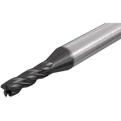 Iscar - 11mm, 22mm LOC, 12mm Shank Diam, 75mm OAL, 4 Flute, Solid Carbide Square End Mill - Single End, TiAlN Finish, Spiral Flute, 30° Helix, Right Hand Cut, Right Hand Flute - Eagle Tool & Supply