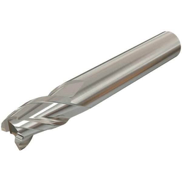 Iscar - 1.5mm, 2mm LOC, 3mm Shank Diam, 38mm OAL, 3 Flute, Solid Carbide Square End Mill - Single End, Uncoated, Spiral Flute, 30° Helix, Centercutting, Right Hand Cut, Right Hand Flute - Eagle Tool & Supply