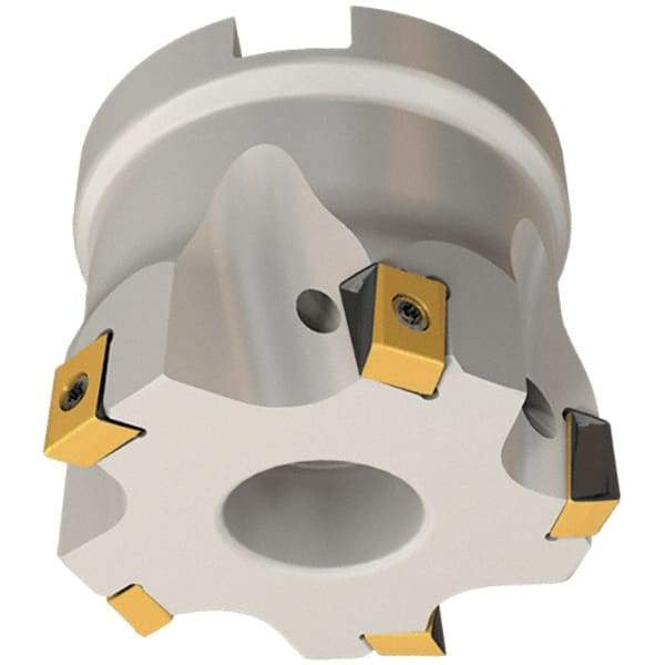 Iscar - 9 Inserts, 63mm Cut Diam, 27mm Arbor Diam, 8mm Max Depth of Cut, Indexable Square-Shoulder Face Mill - 0/90° Lead Angle, 40mm High, T490 LN.T 0804 Insert Compatibility, Through Coolant, Series Helitang - Eagle Tool & Supply