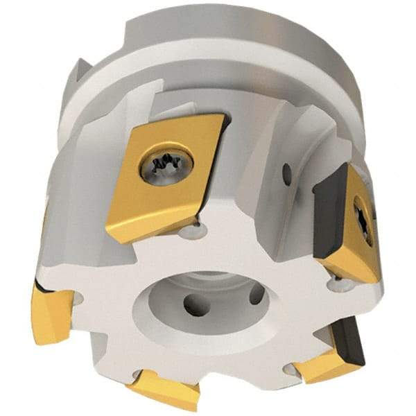 Iscar - 5 Inserts, 50mm Cut Diam, 22mm Arbor Diam, 14mm Max Depth of Cut, Indexable Square-Shoulder Face Mill - 0/90° Lead Angle, 40mm High, T290 FLN-15 Insert Compatibility, Through Coolant, Series SumoMill - Eagle Tool & Supply