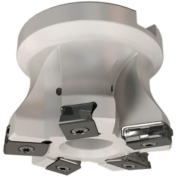 Iscar - 5 Inserts, 66mm Cut Diam, 27mm Arbor Diam, 3mm Max Depth of Cut, Indexable Square-Shoulder Face Mill - 0/90° Lead Angle, 50mm High, HTP LNHT 1006 Insert Compatibility, Through Coolant, Series TangPlunge - Eagle Tool & Supply