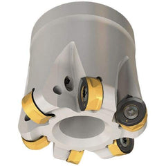 Iscar - 52mm Cut Diam, 8.7mm Max Depth, 22mm Arbor Hole, 6 Inserts, H400 RNHU Insert Style, Indexable Copy Face Mill - H400 FR-12 Cutter Style, 50mm High, Through Coolant, Series Helido - Eagle Tool & Supply