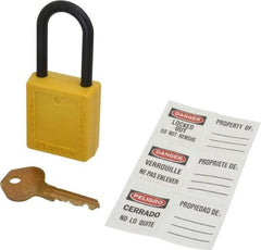 Master Lock - Keyed Alike Nonconductive Lockout Padlock - 1-1/2" Shackle Clearance, 1/4" Shackle Diam, 1-3/4" Body Height x 1-1/2" Body Width, Yellow, 6 Pins - Eagle Tool & Supply