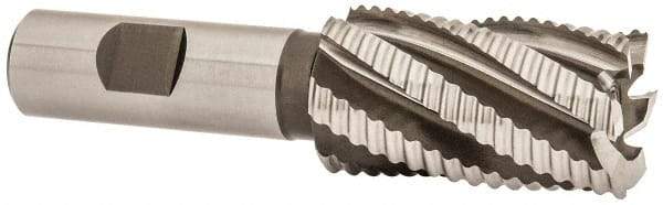 Hertel - 1-1/8" Diam, Coarse Pitch, 2" LOC, 6 Flute Cobalt Roughing Square End Mill - Uncoated, 4-1/4" OAL, 3/4" Shank Diam, Single End, 30° Helix - Eagle Tool & Supply